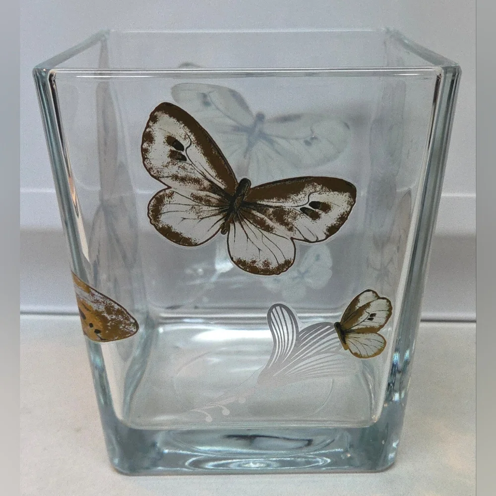Heavy Glass Butterfly Decal Vase 5